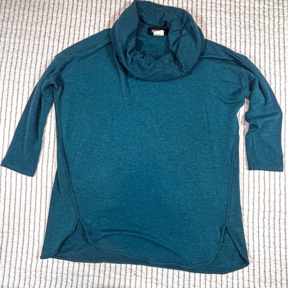 Grayson Cowl Neck Sweater Womens XS 97% Rayon 3% Spandex Made in Indonesia Teal - Picture 1 of 12